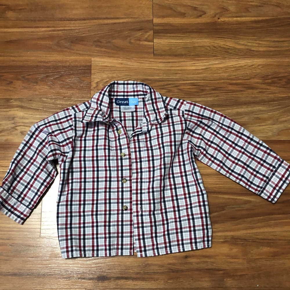 Boys 24m plaid button down long sleeve shirt